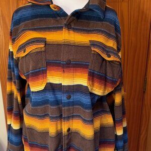 Plush Horizon Snap Striped XL Shirt Never Worn